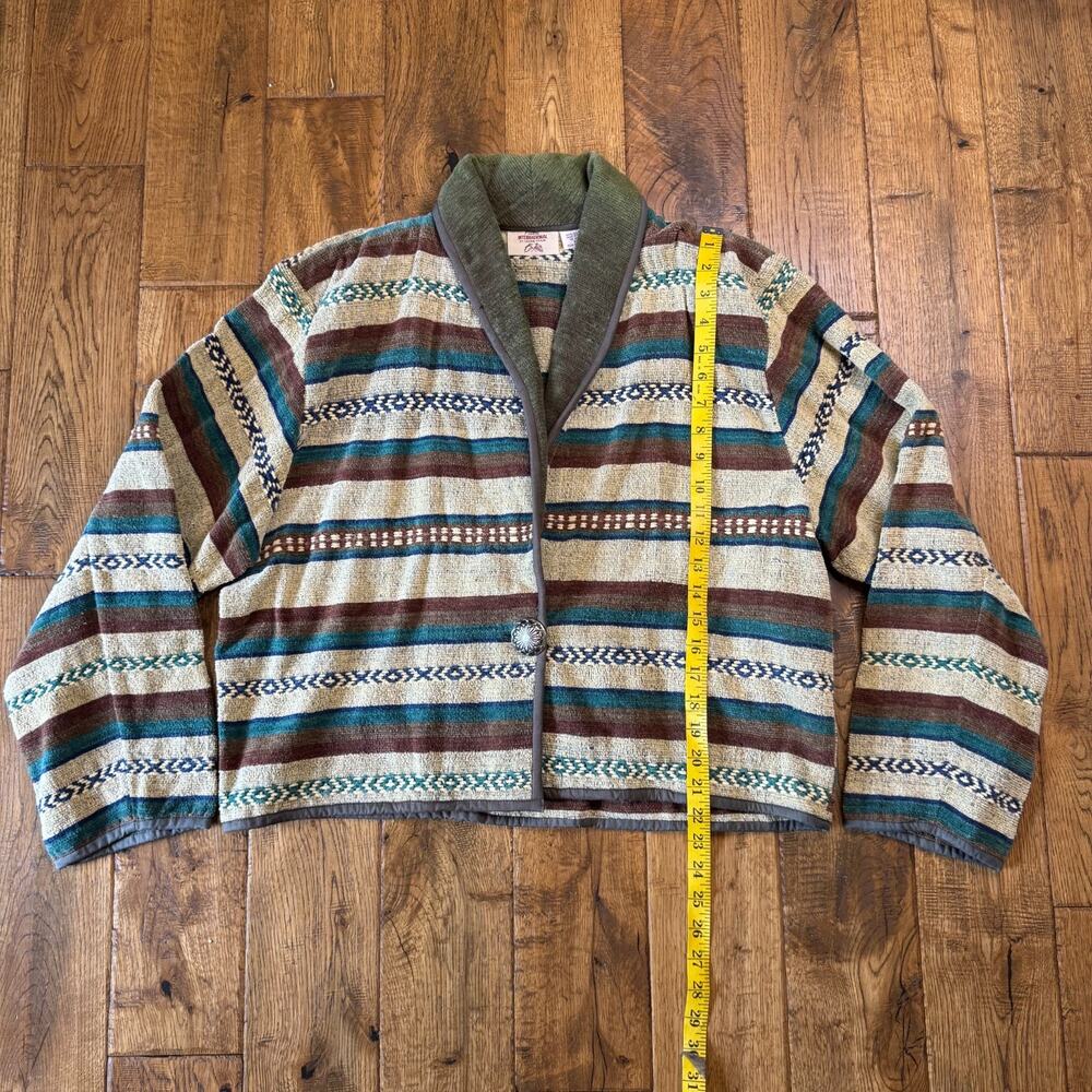 Fiorlini International Southwest Tapestry Cropped Striped Buttoned Coat Sz XL - Picture 3 of 6